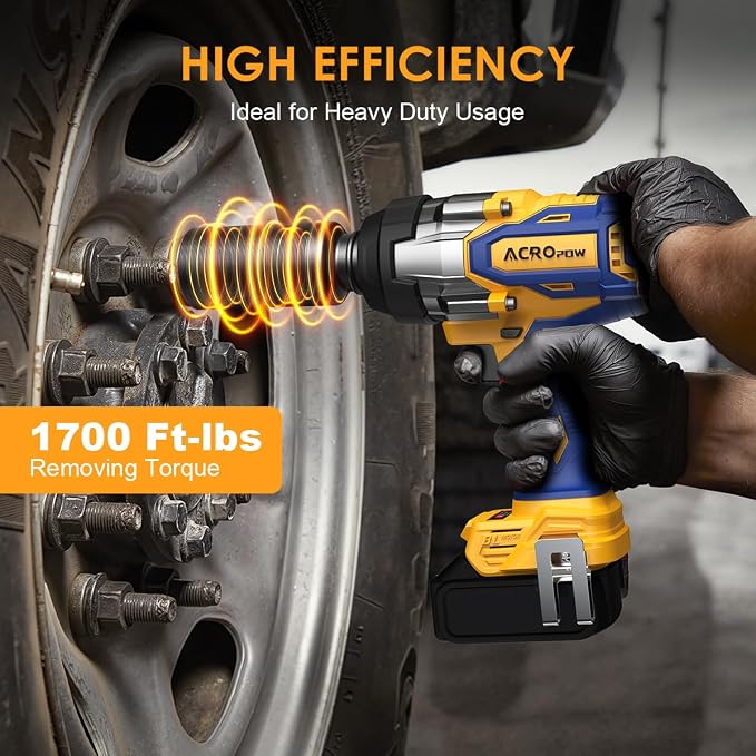 Cordless Impact Wrench 1/2" for Dewalt 20V Battery | High Torque 1700FT-LBS Brushless Impact Driver, Auto-Stop Reverse, Variable Speed, Heavy Duty Impact Gun (Bare Tool)