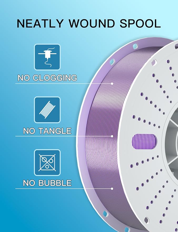 PINBALL Silk PLA 3D Printer Filament 1.75mm Shiny Silk Dual Color Filament 3D Printing PLA Filament Dimensional Accuracy +/- 0.02mm 1 KG Silk Dual Color Black-Purple