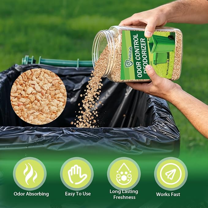 1.5 lbs Outdoor Trash Can Deodorizer, Heavy Duty Garbage Can Odor Eliminator & Moisture Absorber for Outdoor Trash Cans, Recycling Bins & Waste Containers, Long Lasting Odor Control