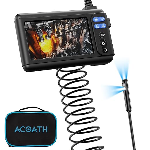 Acoath Borescope, Endoscope Camera with Light, Dual-Lens 1080P Industrial Inspection Camera, 5" IPS Screen, 32GB Card, IP67 Waterproof Sewer Tools - 9.8FT