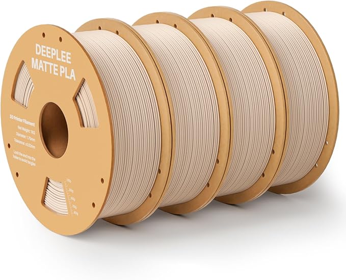 Matte PLA Filament 1.75mm, 3D Printer Filament Dimensional Accuracy +/- 0.02mm, No Clogging, Higher Toughness, Cardboard Spool 3D Filament, 4 Pack Beige