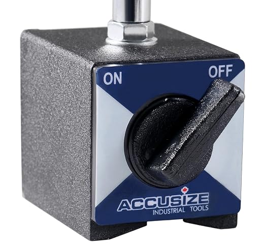 Accusize Magnetic Base, 110 lb Pull, Fine Adjustment (Pack of 4) | On/Off Switch, V-Groove Bottom, M8 x 1.25 mm Tapped Hole, 2.28" x 1.96" x 2.16", VMP_P900-S301FBA_4_PK