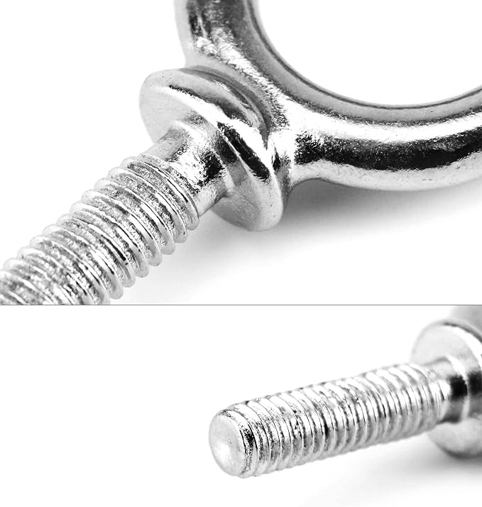 QWORK Eye Bolt, 10 Pack 3/8" x 1-1/4" UNC Marine Grade Stainless Steel Lifting Ring Threaded Eyebolts