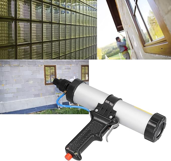 BTER Pneumatic Air Caulking Gun, 310ml Professional Cordless Caulking Gun with Air Flow Regulator, Lightweight Aluminum Alloy Heavy Duty Pneumatic Caulking Gun for 10 oz / 10.3 oz/ 10.5 oz Cartridges