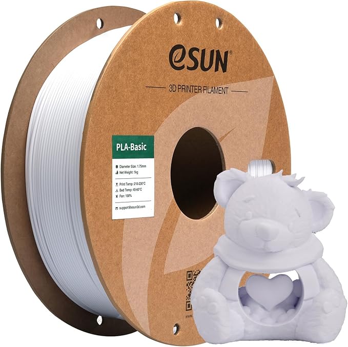 eSUN PLA Basic Filament 1.75mm, 1KG Spool (2.2 LBS) High Speed Printing 3D Printer PLA Filament,Designed for Fast Printing, Cold White