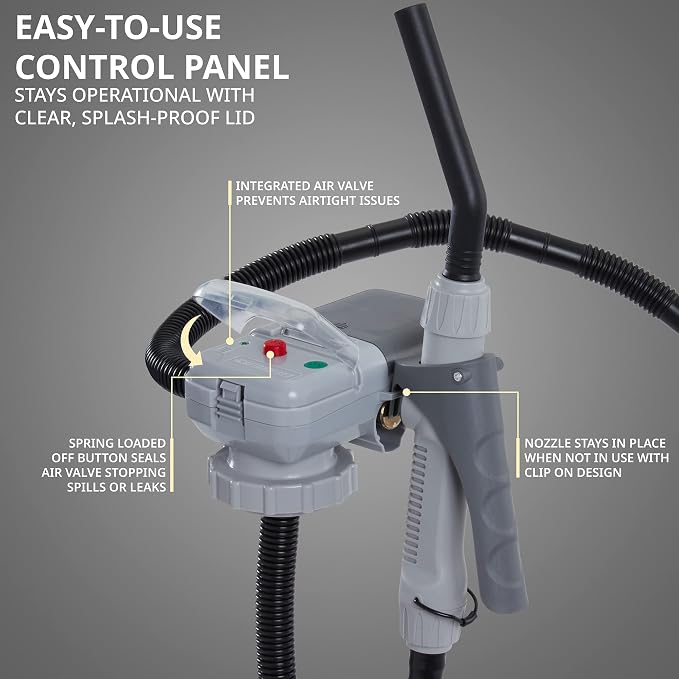 Deway Automatic Fuel Transfer Pump with Nozzle for Flow Control & Stop, Fits Most Gas Cans, Extra Long Hose, for Gasoline, Diesel Fuel & More