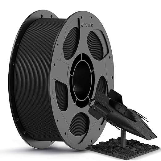 ANYCUBIC Carbon Fiber PLA Filament 1.75mm, PLA-CF Enhanced Rigidity 3D Printer Filament, Matte Texture, 1KG Reusable Spool, Black