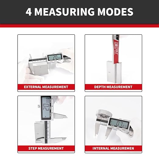 8 Inch/200mm IP54 Stainless Steel Digital Caliper & Rule | Inch/Millimeter/Fraction Conversion, Large LCD Screen