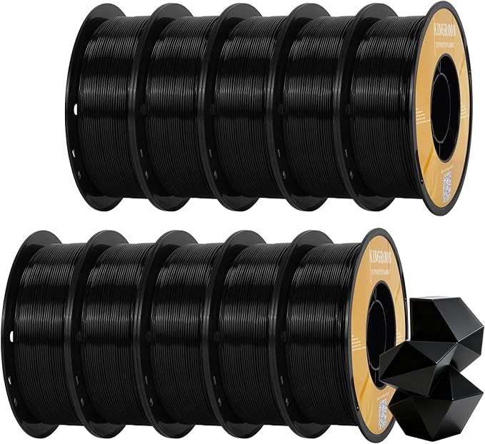 Kingroon High Speed PLA Bundle 3D Printer Filament 1.75mm, 3D Printer Rapid Filament for 30-600mm/s Hyper Printing Filament, Dimensional Accuracy +/- 0.03 mm, 10 kg Plastic Spool (22lbs（Black）