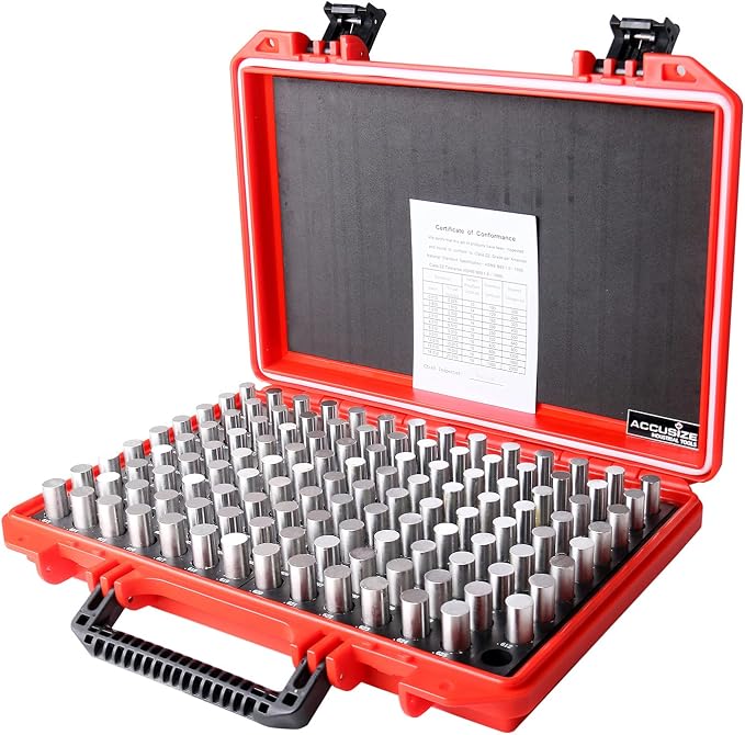 Accusize Industrial Tools Steel Pin Gauge Set, 0.501"-0.625", P3(+) | 125 Pc, Class ZZ, Plus Tolerance, 2" OAL, Steel, Electro-Etched Sizes