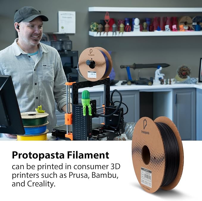 Protopasta Static Dissipative Black PLA 3D Printer Filament for ESD Safe Prints | Easy Printing with Low Warp and Wear | 1.75mm Filament | 500g with Recyclable Cardboard Spool