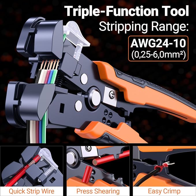 Preciva Crimping Tool Kit with 6PCS Crimping Die, Wire Stripper, 285PCS Terminals, for Heat Shrink, Insulated, Open Barrel, Ferrule, Circlip & Solar Connectors