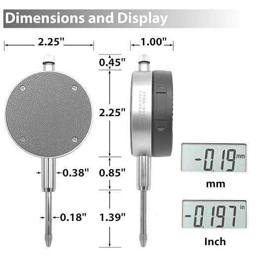 Clockwise Tools Digital Indicator with Magnetic Base Holder Stand, DIBR-0105 0-1 Inch/25.4mm, Inch/Metric Conversion, Auto Off