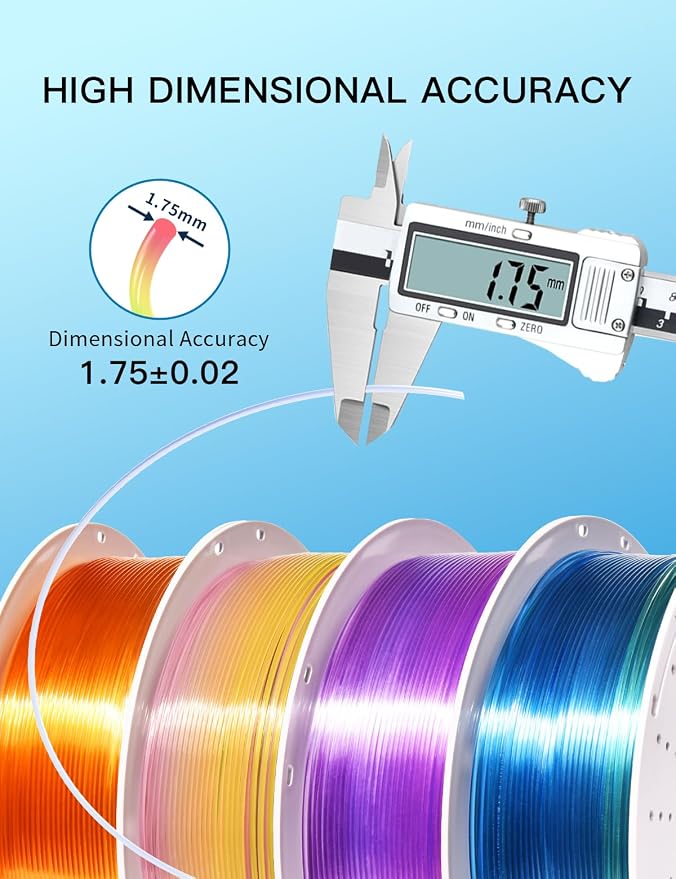 PINBALL PETG Rainbow 3D Printer Filament 1.75mm, Multicolor Translucent PETG Filament Bundle, Accuracy +/- 0.02 mm, 4kg in Total