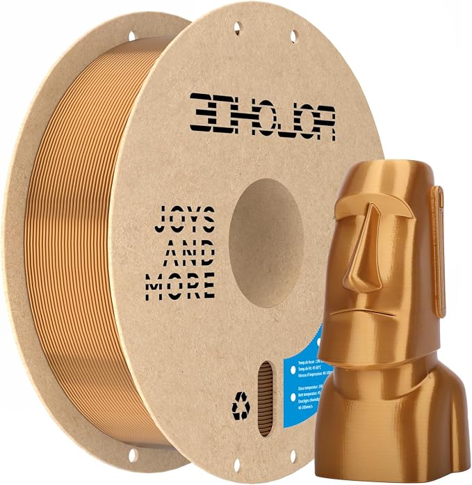 3DHoJor Silk PLA Filament 1.75mm, PLA Filament 1.75mm Silk Shiny 3D Printer Filament, 1kg Cardboard Spool (2.2lbs), Dimensional Accuracy +/- 0.03 mm, Fit Most FDM Printer（Red Copper）