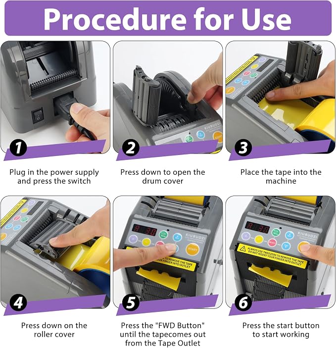 Upgraded Automatic Ribbon Cutting Machine, Automatic Tape Dispenser, Up to 6-60 mm Width, 5-999 mm Length, Ideal for Shipping, Schools, Restaurants, Offices and Homes