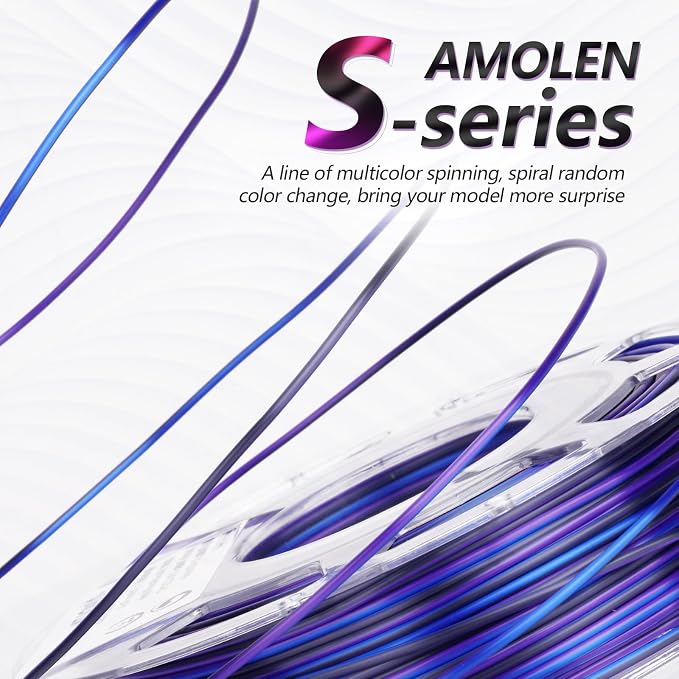 AMOLEN Silk PLA 3D Printer Filament Bundle, Shiny Multicolor Rainbow PLA Filament 1.75mm Pack, Fast Color Change PLA 3D Printing Filament for Most FDM 3D Printer, 200g X 4 Spools