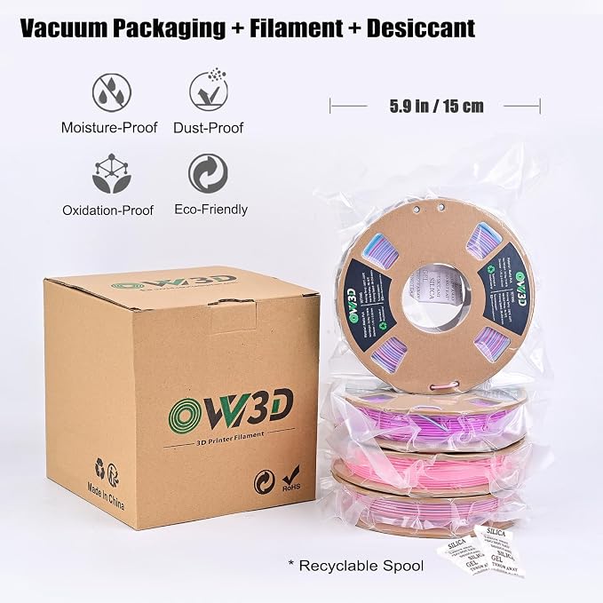 OVV3D Matte PLA 3D Printer Filament Bundle, Tri & Dual Color Filament 1.75mm Pack, Multi Color Change 3D Printing Filament for Most FDM 3D Printer, 4 Spools 200g Each