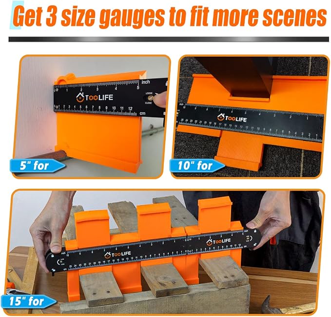 TOOLIFE Connectable Contour Gauge with Lock, Stocking Stuffers，Gifts for Men Him Husband Dad,Woodworking Tools for Flooring， Cool New Measuring Tool for odd Shape, Christmas Gifts Anniversary Birthday