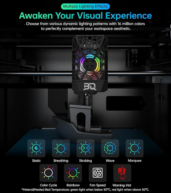 BIQU Panda Jet Pack V2 Black for Bambu-Lab P1S P1P X1C X1E 3D Printers, Cooling Fan Duct, H2D Style Lighting Printer Status Indicator, Web Control, Compatible with Stock Extruder and Panda Revo