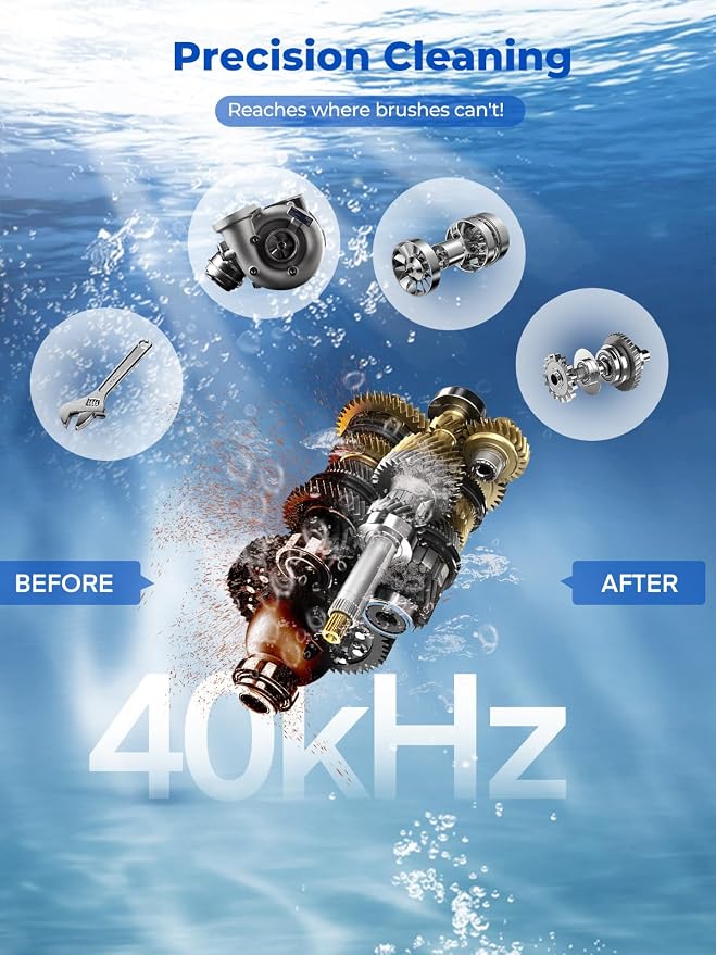 Ultrasonic Cleaner with Heater and Timer, Stainless Steel Ultrasonic Washing Machine, Professional Sonic Cleaning for Parts, Bike Chain, Metal Engine Parts, Gun (10l-2.6gal)