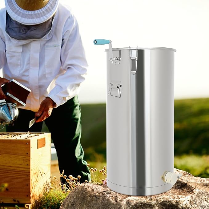 Electric Honey Extractor, Stainless Steel Beekeeping Extractor Equipment, Honeycomb Drum Spinner with Adjustable Stand for Beekeeping Starter Harvest Honey
