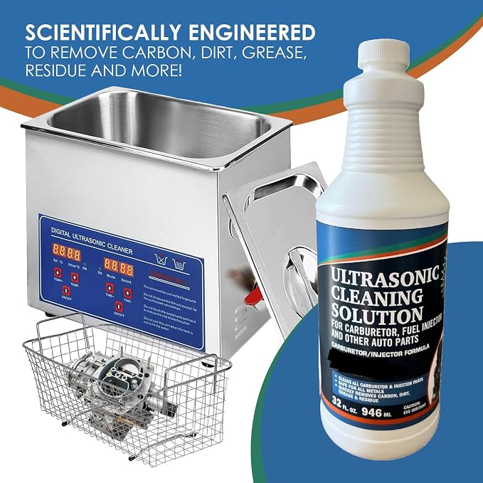 NORTHWEST ENTERPRISES Ultrasonic Cleaner Solution for Carburetors and Engine Parts. Concentrated Washing Compound for use in Ultrasonic Machines and Immersion Washers - Automotive Fluid (32 oz)