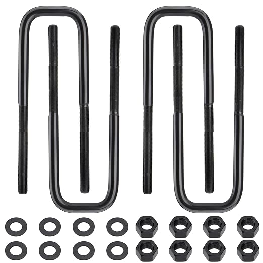 4pcs Extended Square Bend U-Bolts, 9.5" Long x 2.5" Wide x 9/16" Threads with Hardware