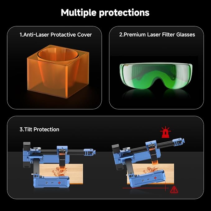 Artilume Laser Engraver 7000mW Foldable Design Laser Engraver and Cutter Machine 0.01mm Precision Large Working Area 200 * 150mm for Wood Leather Acrylic Best for Beginners Small Business