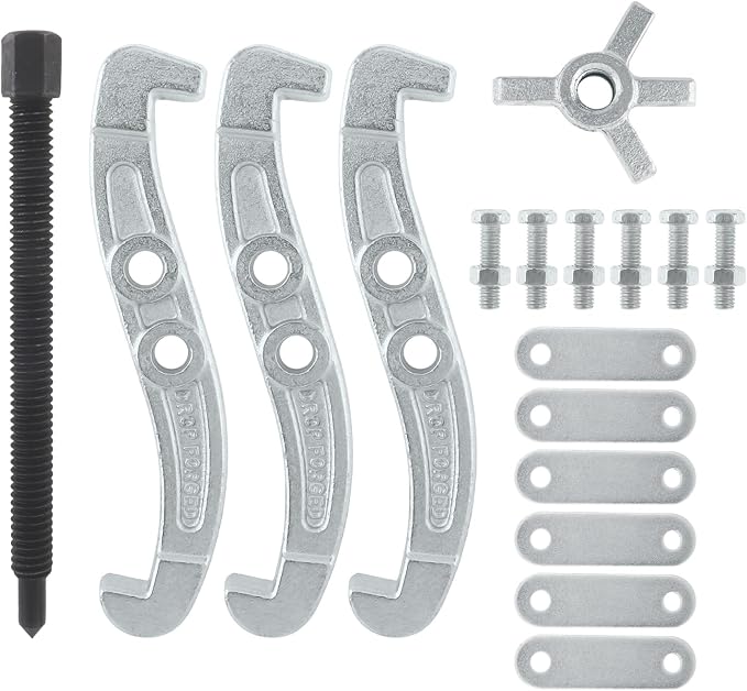 ChgImposs 8 Inch 3-Jaw Gear Puller, 2 Jaw 3 Jaw Puller for Pulley Gears Bearings and Flywheels, Heavy Duty Pulley Puller with Reversible Jaws, High Carbon Steel Removal Tool Bearing Puller Tool