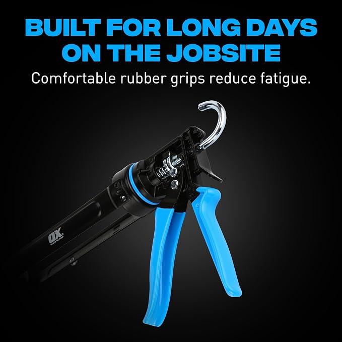 OX Pro 10 oz Heavy Duty Caulking Gun 12:1 Thrust Ratio - 10 oz Caulk Gun Manual Dispenser Sealant Adhesive - Pistola De Caulking