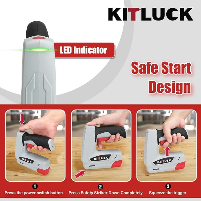 KITLUCK Electric Staple Gun, 2-in-1 Cordless Brad Nailer, 4V Electric Stapler Kit with 2000 Staples and 1000 Nails, USB Charger, 2000mAh Li-ion Battery for Home Use, Wood, Fabric, DIY