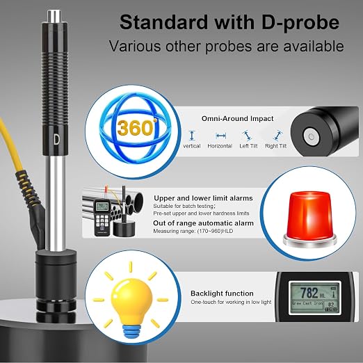 Metal Hardness Tester - Portable Hardness Tester Kit with Test Block,Pen Type Richter Hardness Tester,Rockwell Metal Hardness Meter