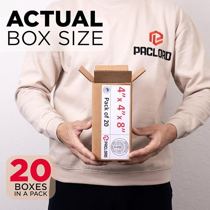 Tall Cardboard Boxes 4"L x 4"W x 8"H (Pack of 20) - USA-Made Packing Boxes for Moving, Shipping, or Storage - USPS, UPS, FedEx Approved - Professional Packing Supplies for Moving | USA-Made Packing Boxes for Moving, Shipping, or Storage - USPS, UPS, Fe...