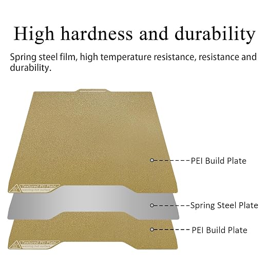 HzdaDeve Build Plate for SPARKX i7 Double Sided Textured Board Dual PEI Sheet Spring Steel 267X301MM Flexible Gold Platform Heated Bed Glue-Free Printing for Creality 3D Printer (Gold)