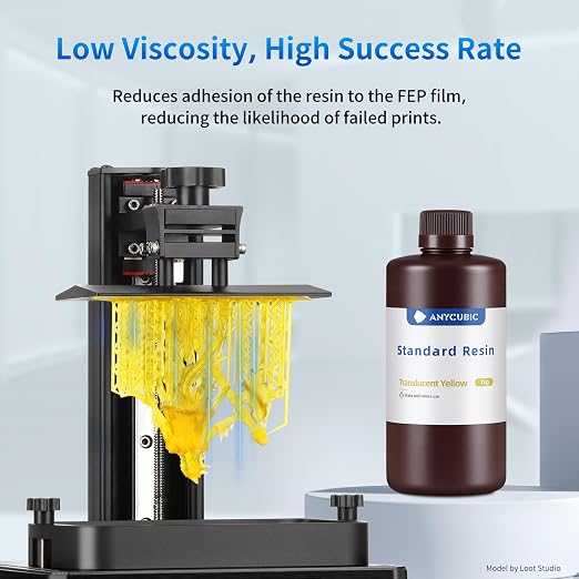 ANYCUBIC 3D Printer Resin, 405nm SLA UV-Curing Resin with High Precision and Quick Curing & Excellent Fluidity for LCD 3D Printing (Clear Yellow, 1kg)