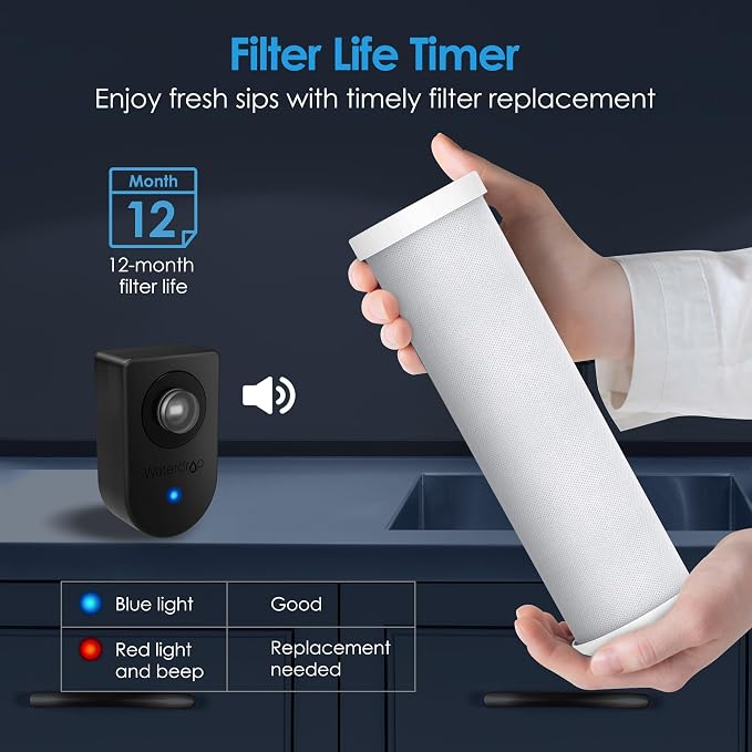Waterdrop AS13 Under Sink Water Filter System, Reduces Lead, Chlorine, Bad Taste & Odor, PFAS, NSF/ANSI 42 Certified, No Drilling Required with WF13 Replacement Water Filter