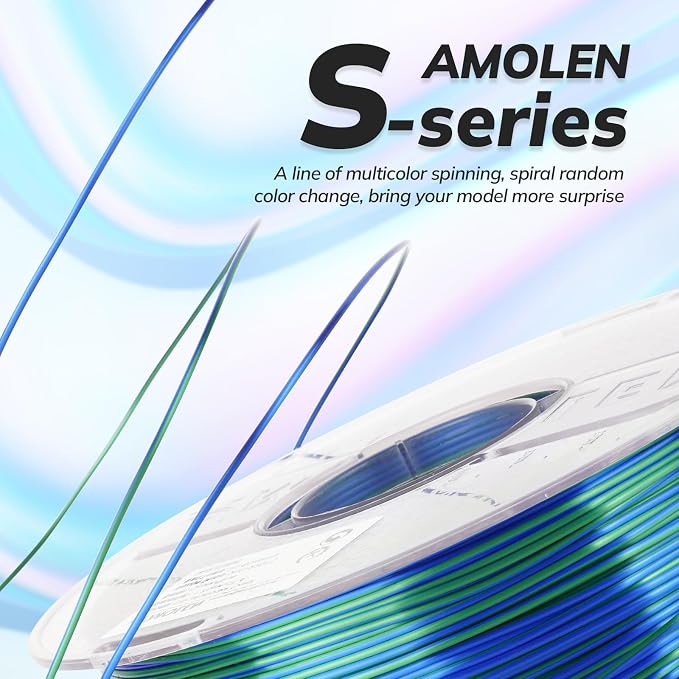 AMOLEN Silk PLA 3D Printer Filament Bundle, Shiny PLA Filament 1.75mm Multicolor Rainbow Pack, Fast Color Change PLA 3D Printing Filament for Most FDM 3D Printer, 1KG X 4 Spools