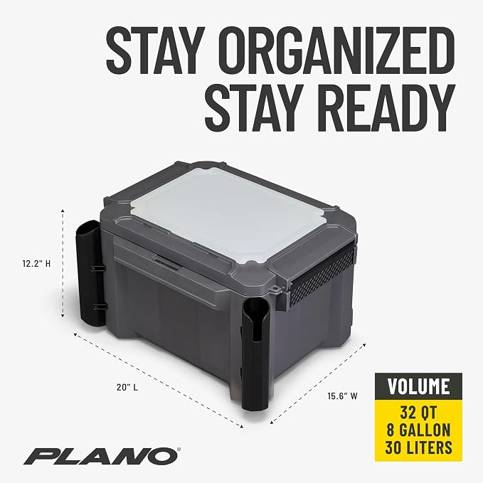 Plano GoNow Freshwater Fish Kit, Waterproof Field Box with Rod Holders, Cutting Board, 4 StowAway 3700 Boxes, Modular Storage Organizer, Charcoal