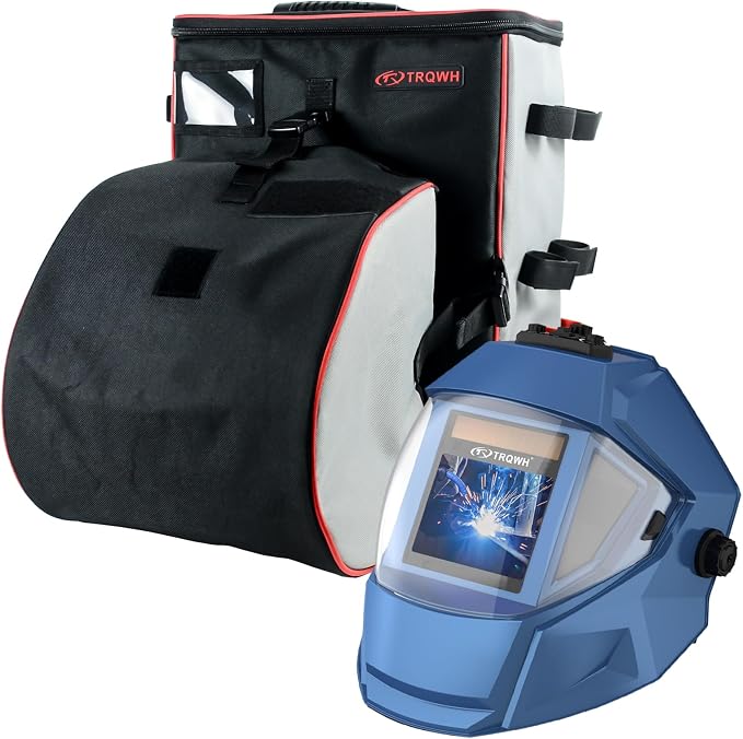 TRQWH Panoramic View Welding Helmet Auto Darkening Welding Hood & Welding Tools Backpack