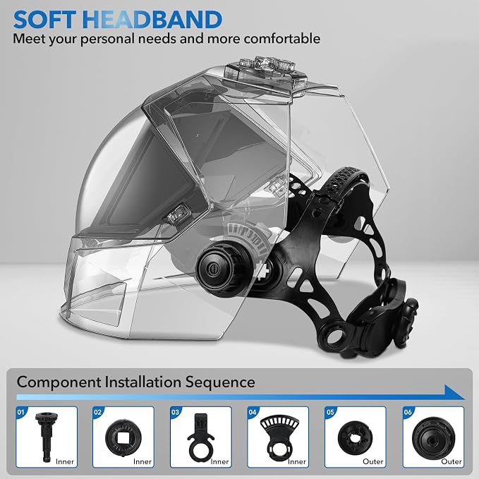 TRQWH Panoramic View Welding Helmet Auto Darkening Welding Hood True Color 4 Arc Sensor Welding Mask Large Viewing 3.94" x 3.15" Wide Shade 4/5-9/9-13 Weld Helmet for TIG MIG ARC Weld (Blue)