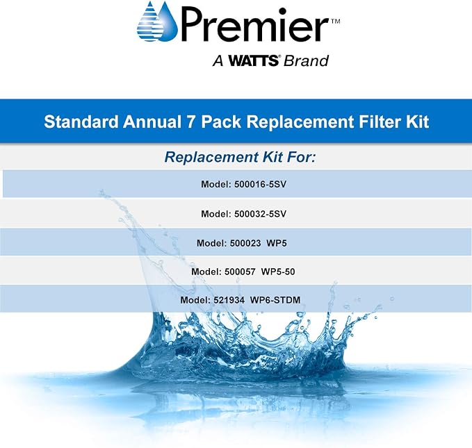 Watts Premier Water Filter Replacement Kit (7 Pack) and RO Water Filter Membrane Replacement (1 Count)