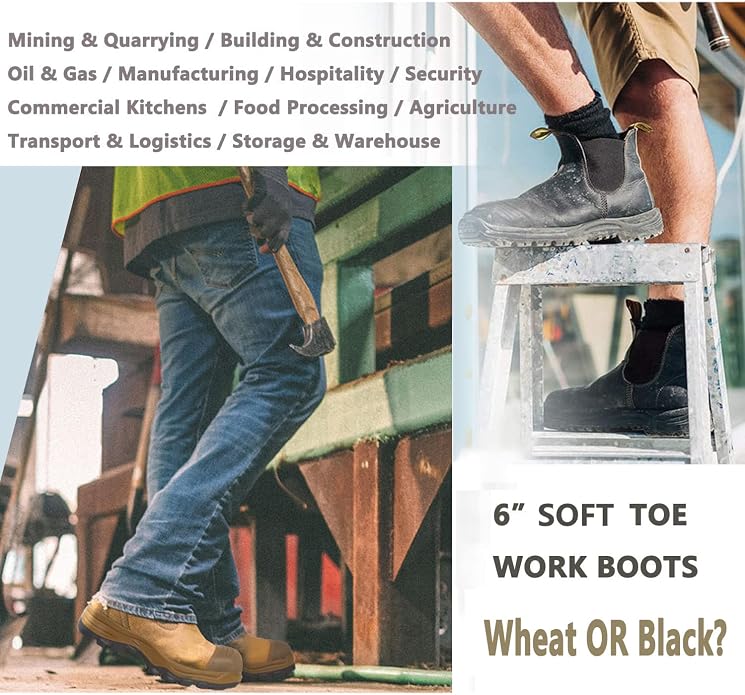 Work Boots for Men, Composite/Soft Toe Waterproof Working Boots, Slip Resistant Anti-Static Slip-on Safety Working Shoes 8 9 10 11 12 13