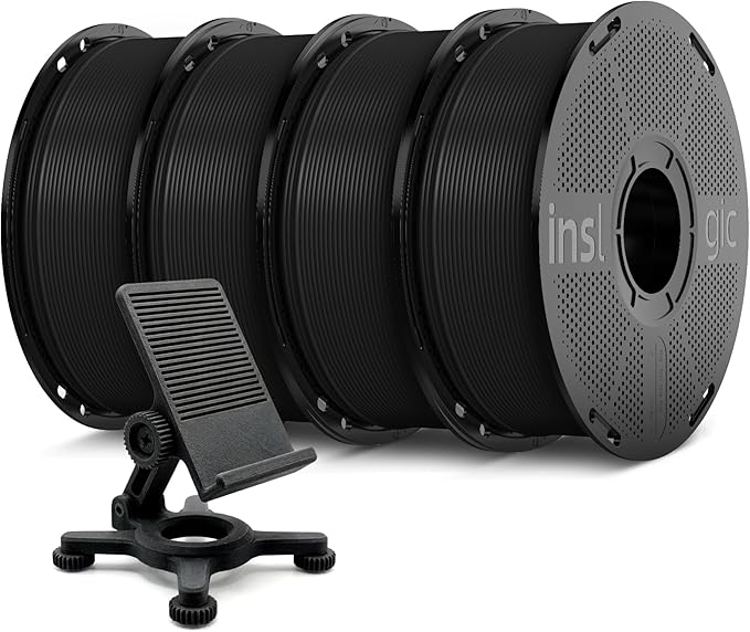 Inslogic PETG Pro Pre-Dried 3D Printer Filament 1.75mm, High-Speed PETG Filament, Stronger Toughness, Dimensional Accuracy +/- 0.02mm, Compatible with FDM Printers, 1kg×4 Spools (Black×4)