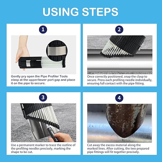 Multi Surface Pipe Profiling Tool, Pipe Cutting Template Multi Functional Shape Duplicator, Lightweight and Wear-Resistant Fiberglass Material for Tiles Floors DIY Pro Plumbing (0-10" Pipes)