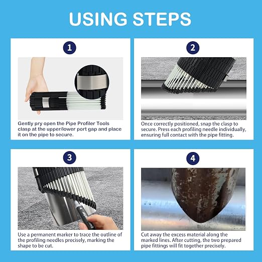 Multi Surface Pipe Profiling Tool, Pipe Cutting Template Multi Functional Shape Duplicator, Lightweight and Wear-Resistant Fiberglass Material for Tiles Floors DIY Pro Plumbing (0-8" Pipes)