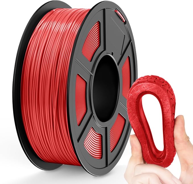 TECBEARS TPU Filament 1.75mm, 95A 3D Printer Filament, Flexible TPU Filament for Fast Printing, Dimensional Accuracy +/- 0.03mm, Fit Most FDM 3D Printers, Red 1KG