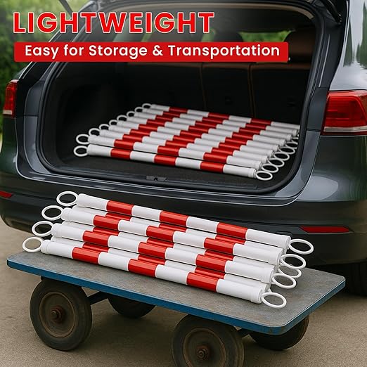 6 Pcs Retractable Traffic Cone Bar from 4ft to 7.2ft, Expandable Safety Cone Bars, Lightweight Barricade for Parking Lots, Road Construction (Cone Not Included, Red and White)