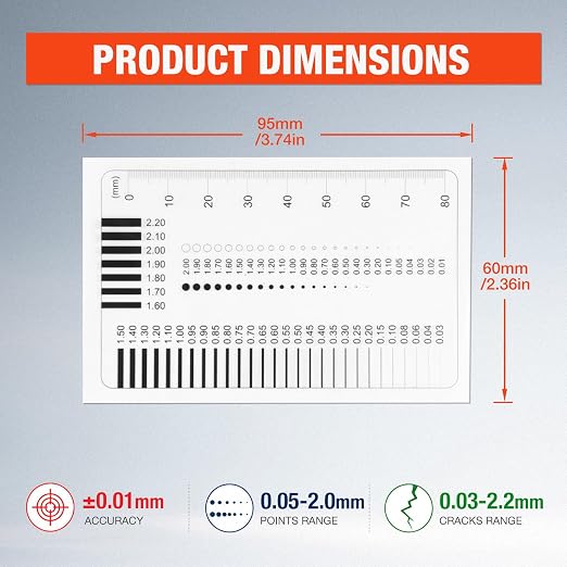Concrete Crack Width Ruler, Clear Crack Width Gauge High-Precision Measurement Tool for Precise Inspection of Surface Defects (1 Piece)