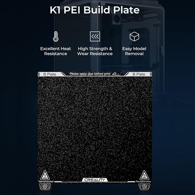 Creality Official K1 Max Build Plate PEI Sheet, 315x310mm Textured Removable Flexible Spring Surface Excellent Heat Resistance Heated for K2 Pro/3 S1 Plus/K1 Max/Ender 3 V3 Plus(Without Magnetic Base)